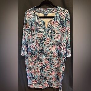 Caribbean Joe Blue and Pink Geometric Top